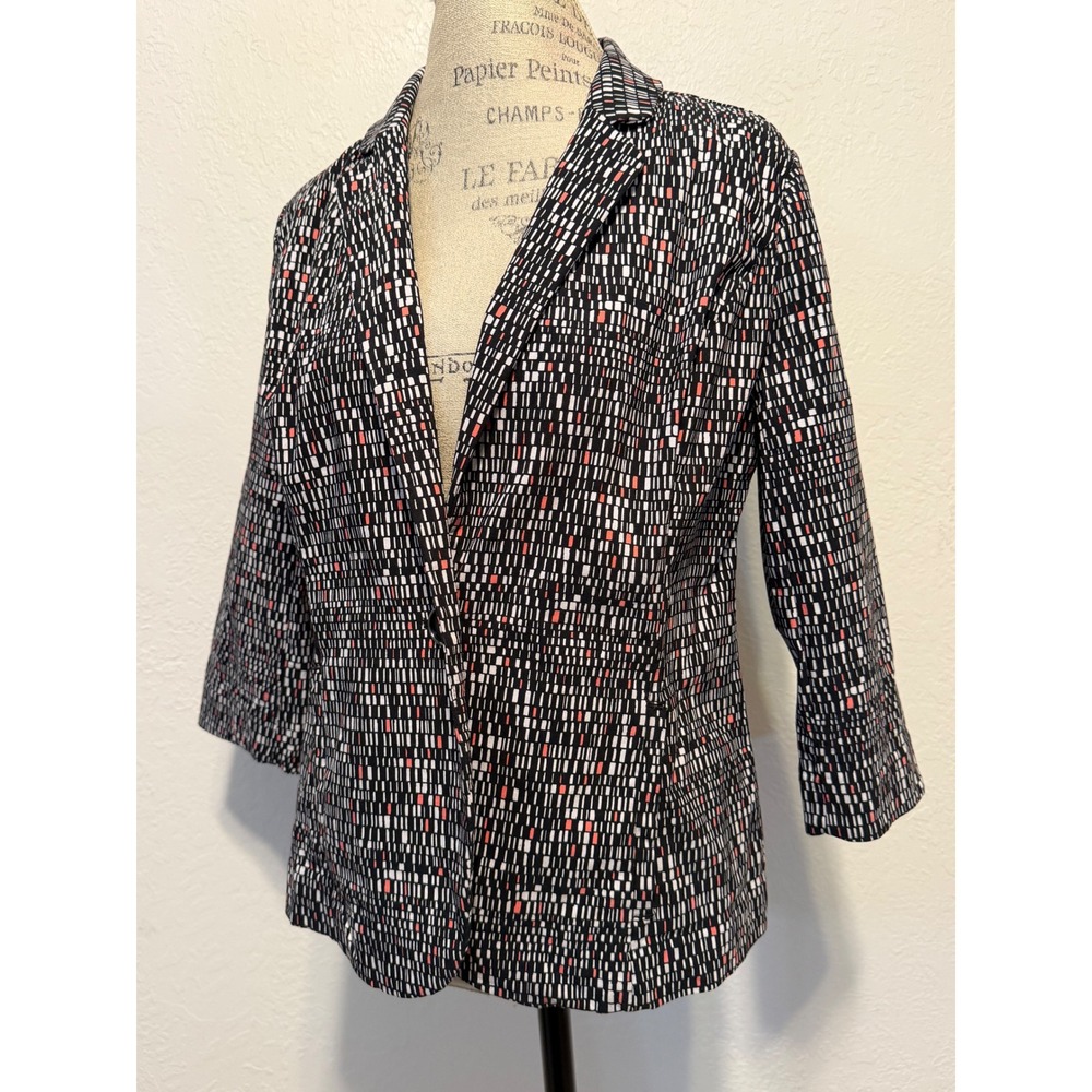 Christopher & Banks Blazer Black Pink White Geometric Dash Print Size L